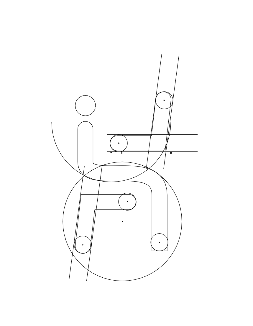 Construction drawing of the logomark built from circles and lines