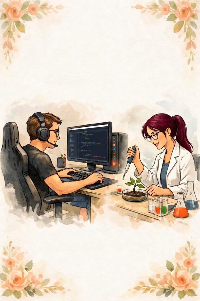 The couple’s own illustration of the two of them at work