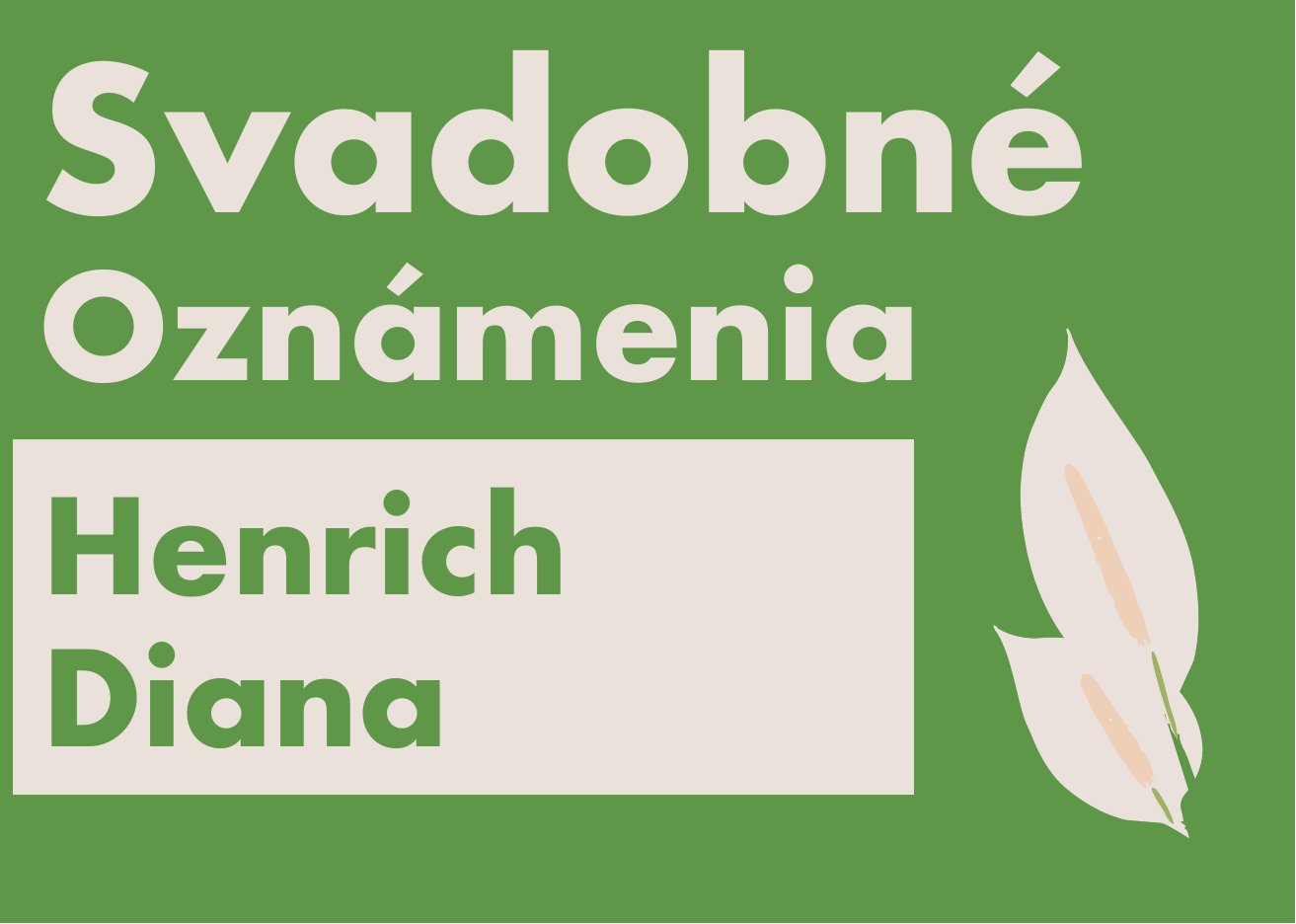 Presentation cover: wedding invitations for Henrich and Diana
