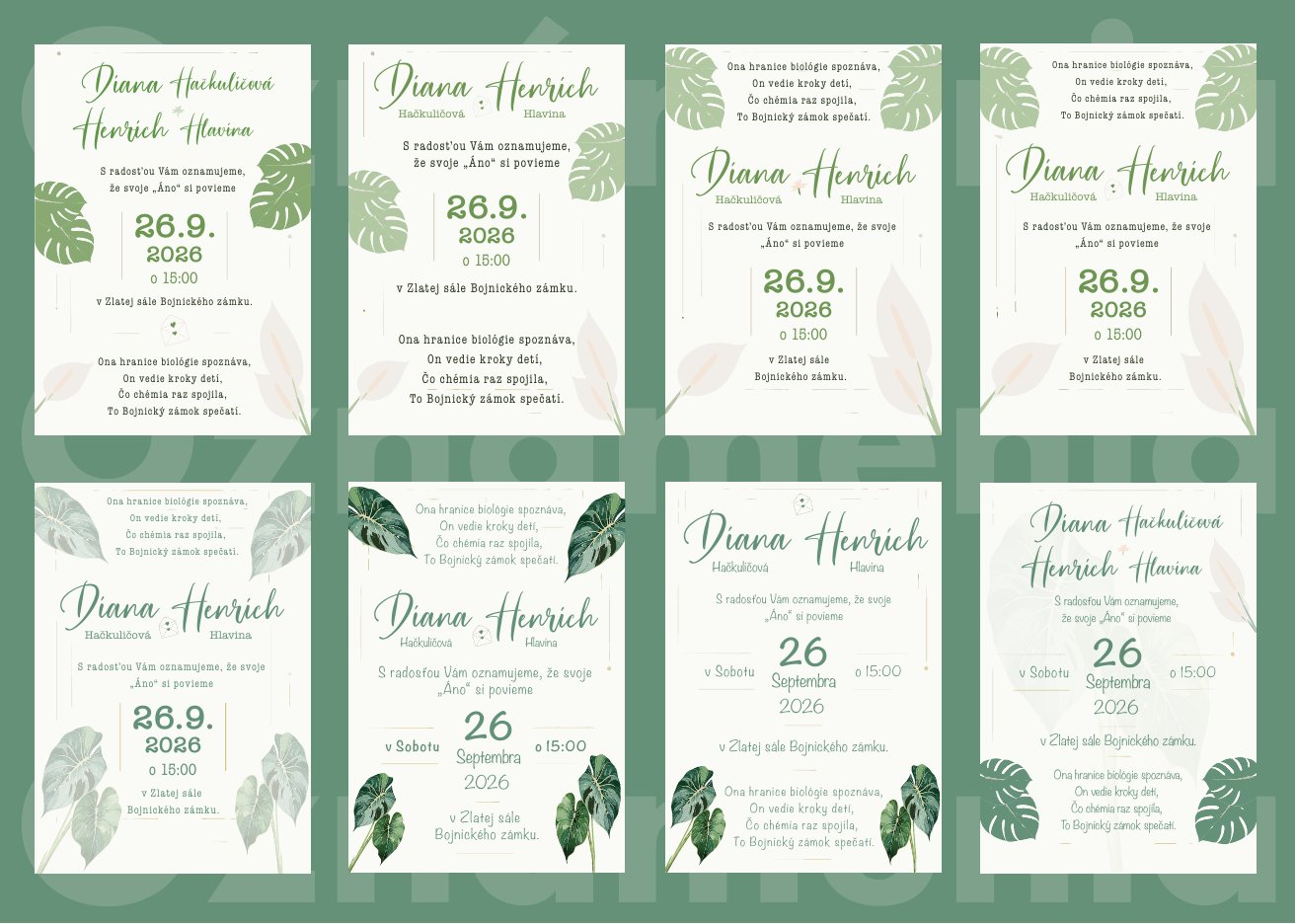 All eight invitation directions side by side