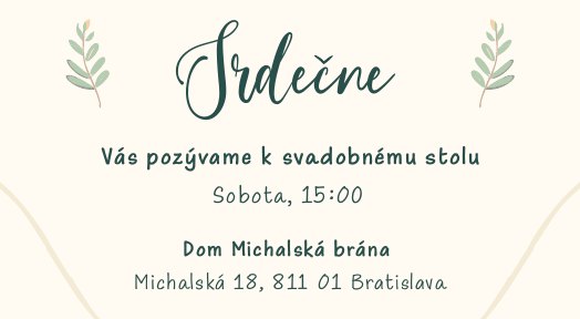 Dinner card for the wedding of Matej and Kika