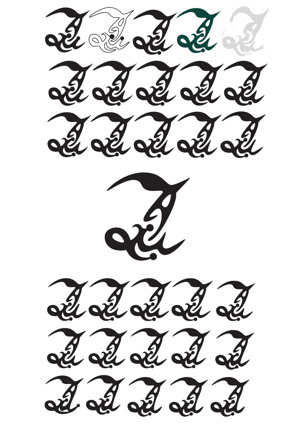 Grid of the Z mark in different sizes and weights