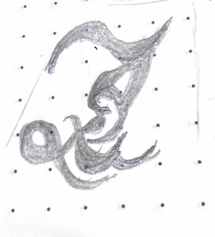 The chosen Z sketch drawn larger in pencil