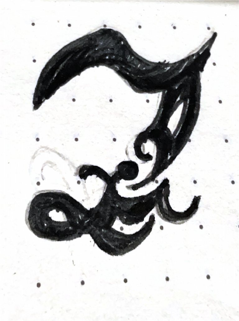 The final inked Z with its curling tail